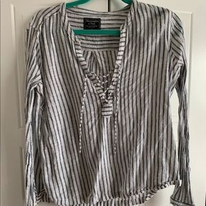 Abercrombie striped lace up top size large